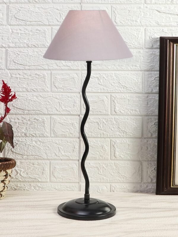 Grey Cotton Zig zag Table lamp with Iron Base (AE06)