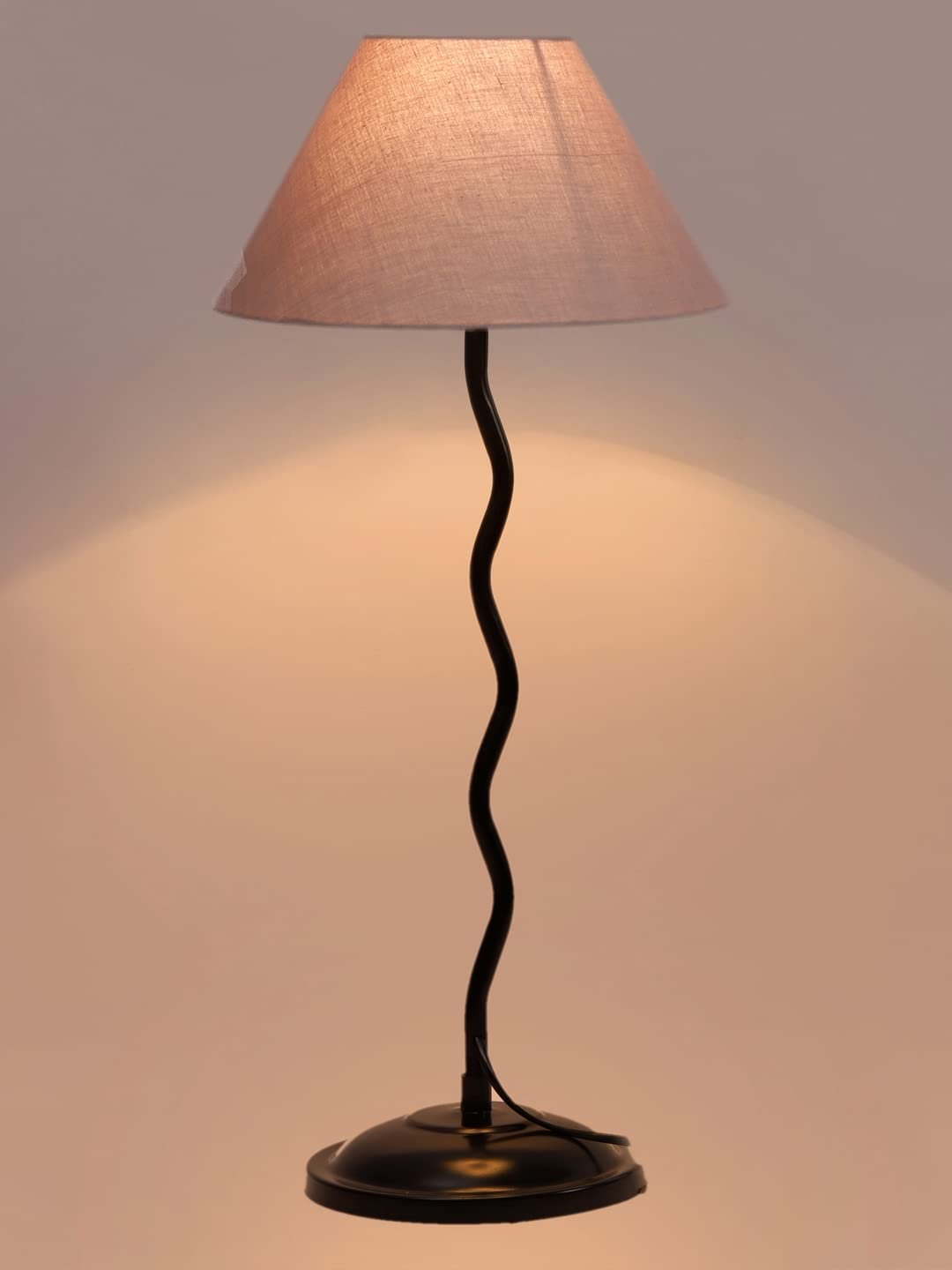 Grey Cotton Zig zag Table lamp with Iron Base (AE06)