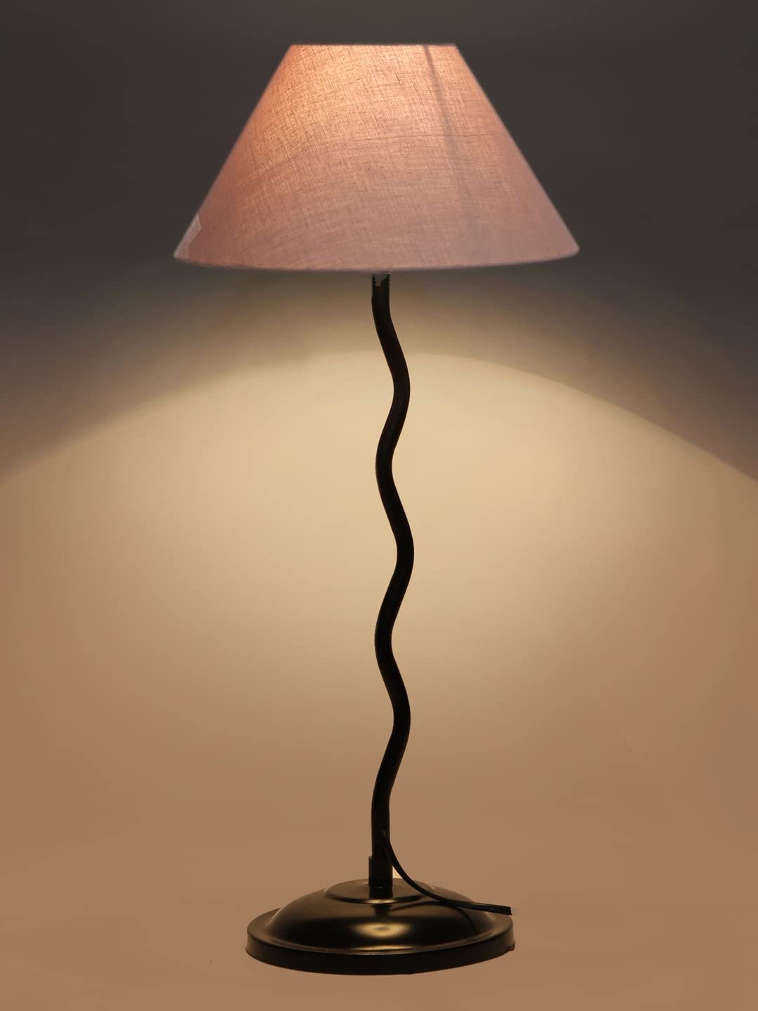 Grey Cotton Zig zag Table lamp with Iron Base (AE06)