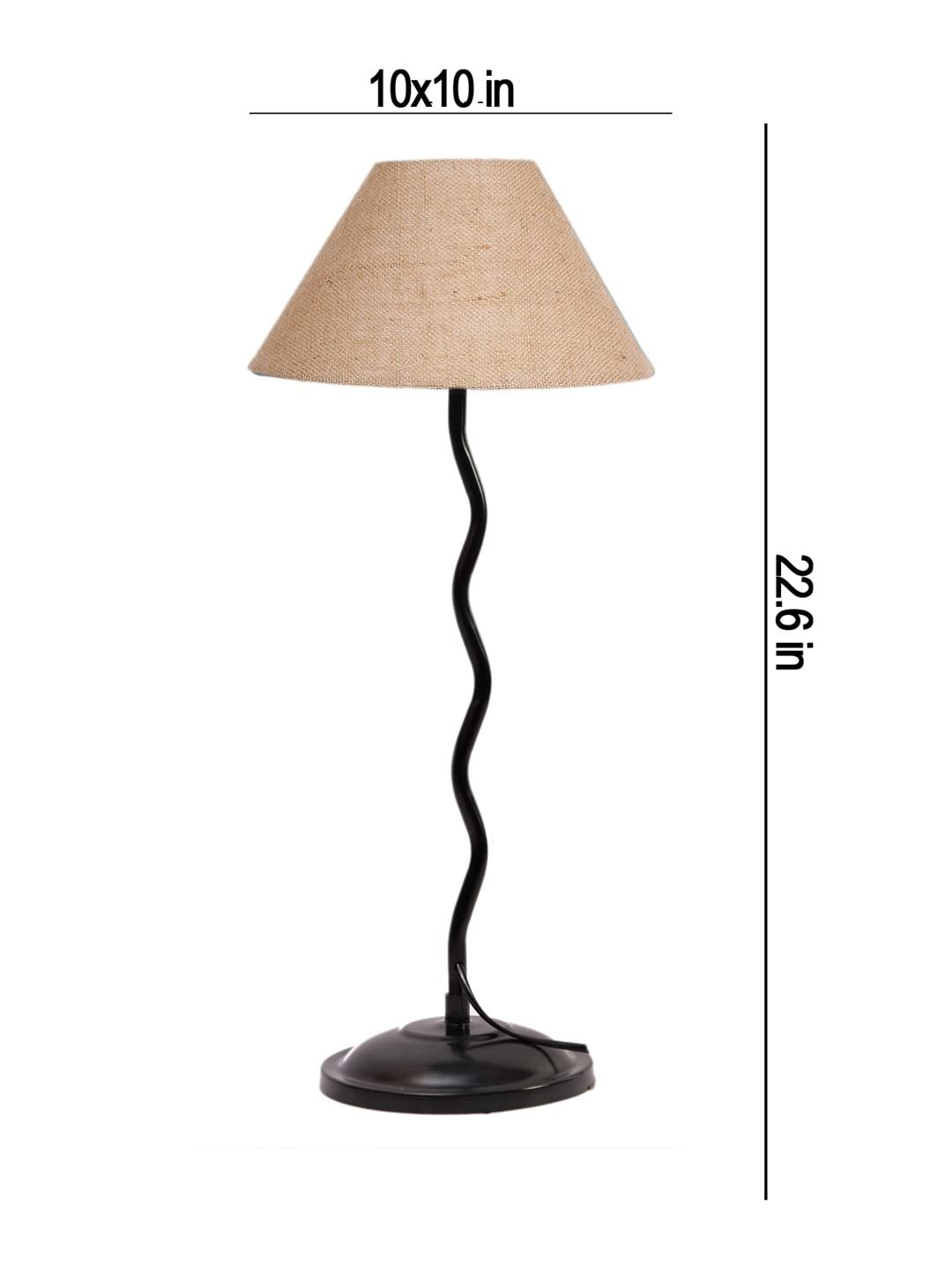 Beige Jute Zig zag Table lamp with Iron Base (AE08)