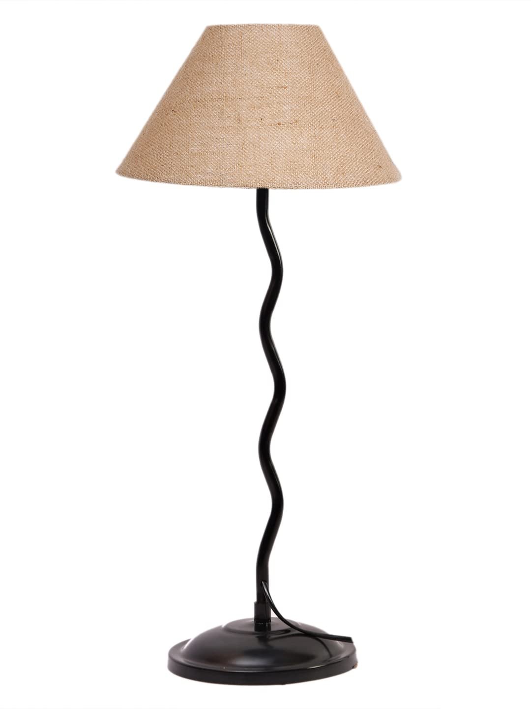 Beige Jute Zig zag Table lamp with Iron Base (AE08)