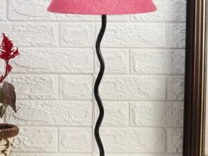 Pink Jute Zig zag Table lamp with Iron Base (AE09)