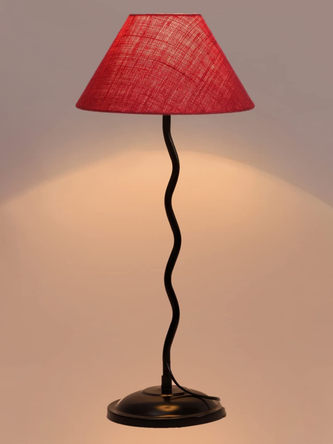 Pink Jute Zig zag Table lamp with Iron Base (AE09)