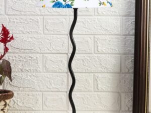 Printed Cotton Zig zag Table lamp with Iron Base (AE12)