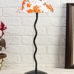 Printed Cotton Zig zag Table lamp with Iron Base (AE13)