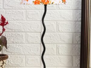 Printed Cotton Zig zag Table lamp with Iron Base (AE13)