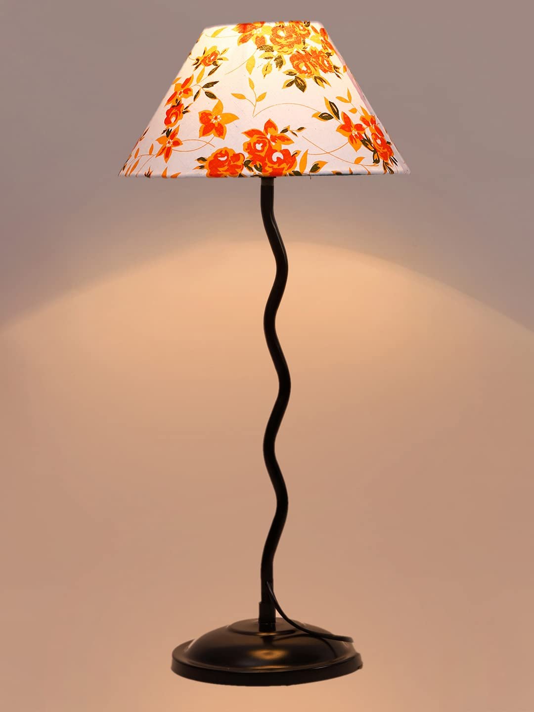 Printed Cotton Zig zag Table lamp with Iron Base (AE13)