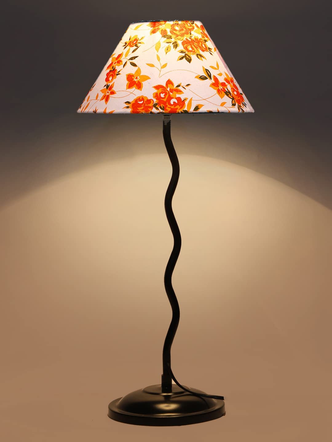 Printed Cotton Zig zag Table lamp with Iron Base (AE13)