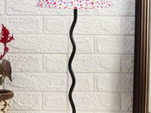 Printed Cotton Zig zag Table lamp with Iron Base (AE14)
