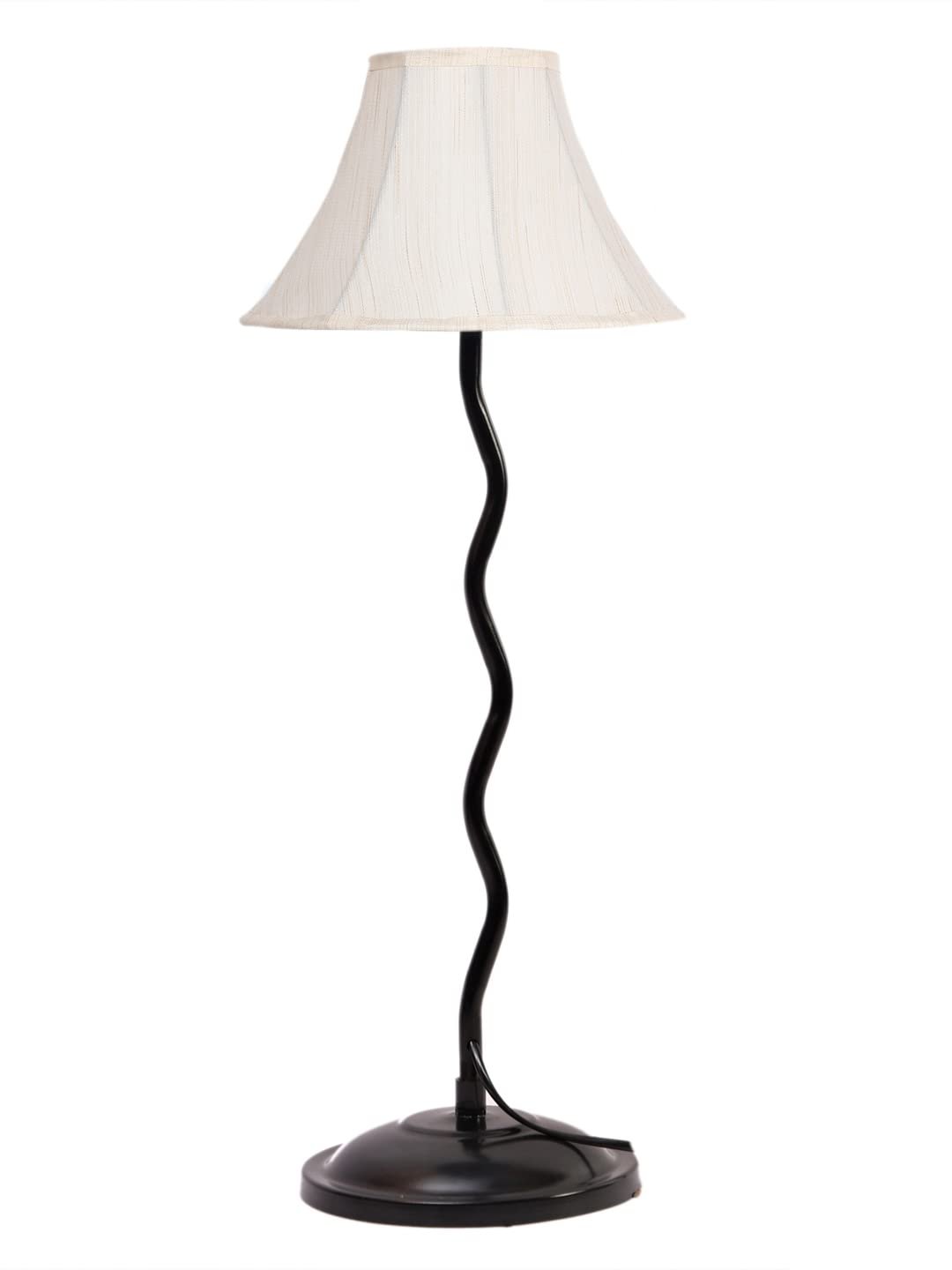 Off-White Cotton Zig Zag Table lamp with Iron Base (AE16)