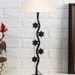 Off-White Cotton Zig zag Star Table lamp with Iron Base (AE20)