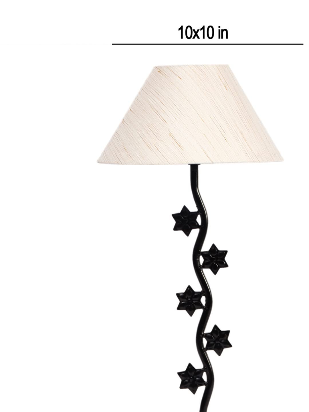 Off-White Cotton Zig zag Star Table lamp with Iron Base (AE20)
