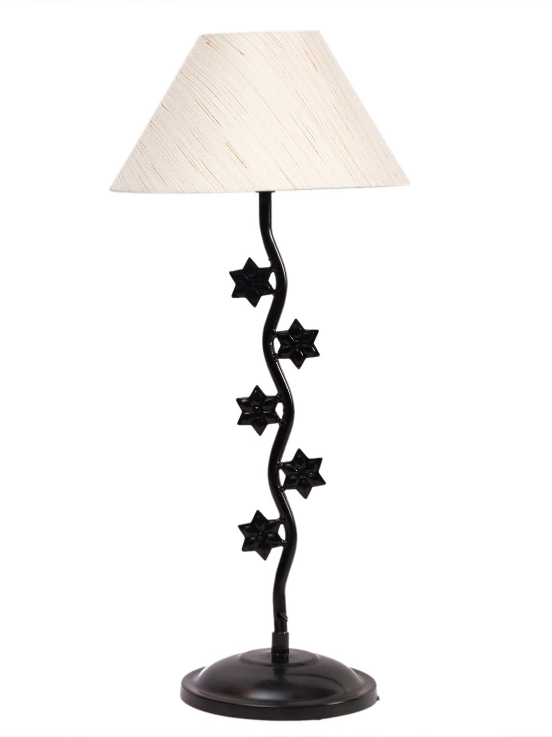 Off-White Cotton Zig zag Star Table lamp with Iron Base (AE20)
