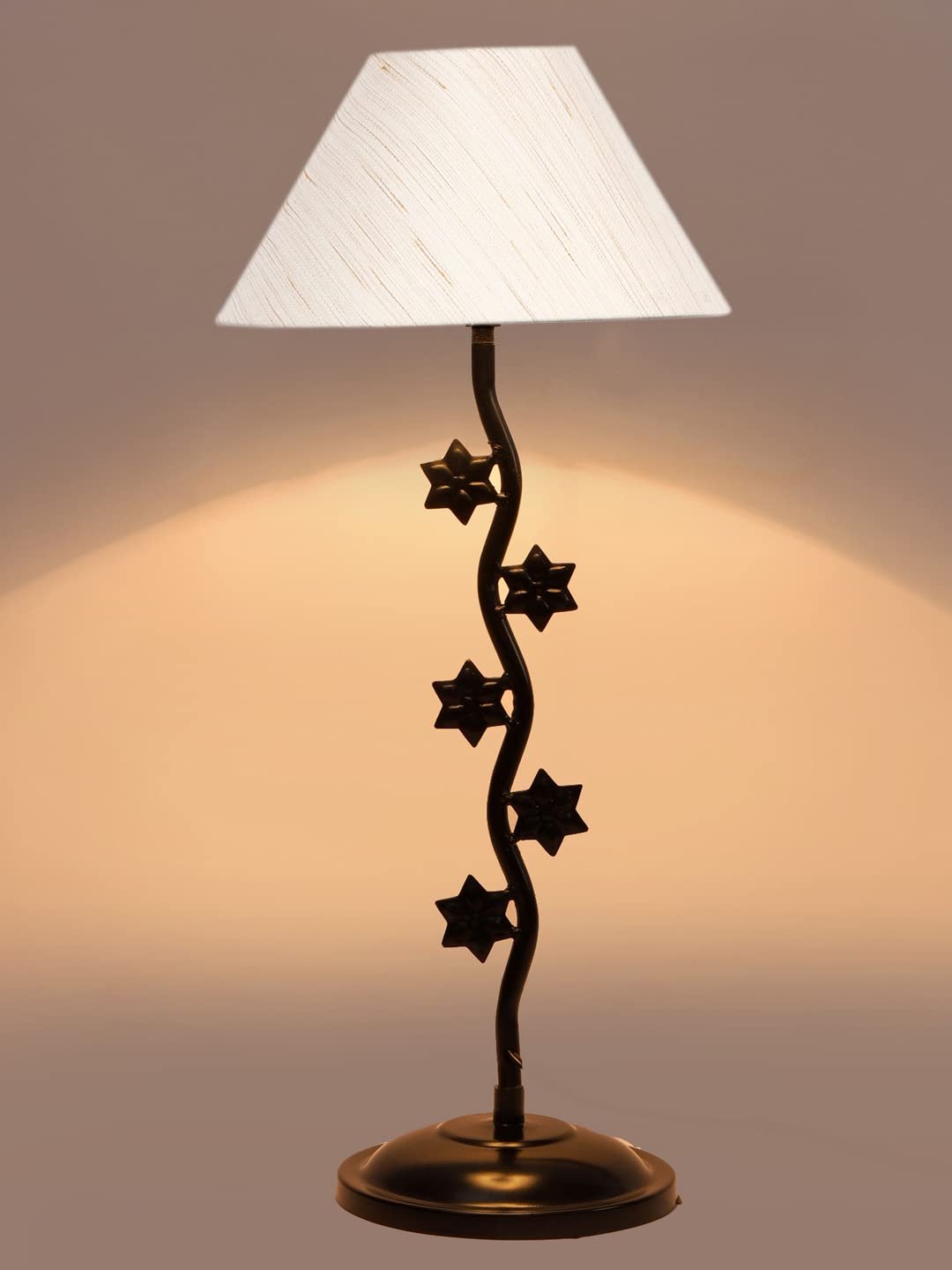 Off-White Cotton Zig zag Star Table lamp with Iron Base (AE20)