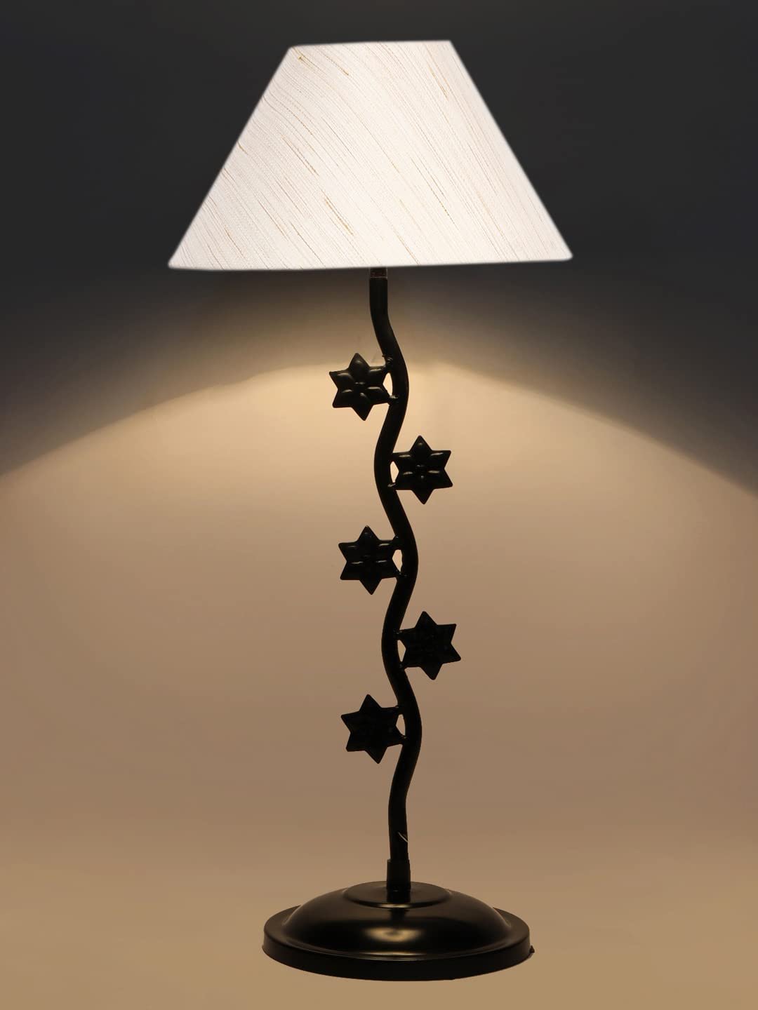 Off-White Cotton Zig zag Star Table lamp with Iron Base (AE20)