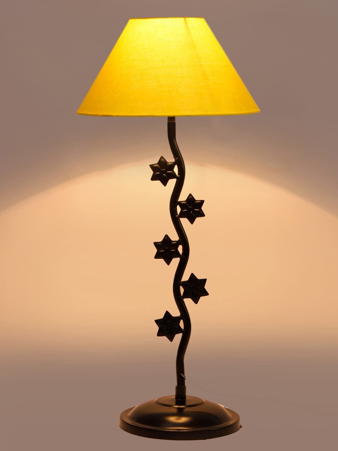 Yellow Cotton Zig zag Star Table lamp with Iron Base (AE24)