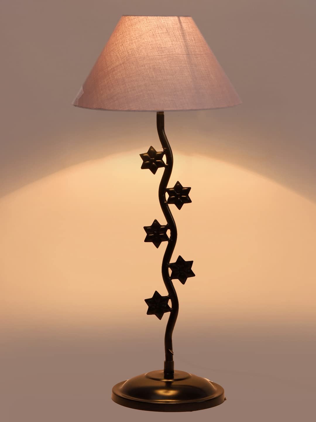Grey Cotton Zig zag Star Table lamp with Iron Base (AE25)