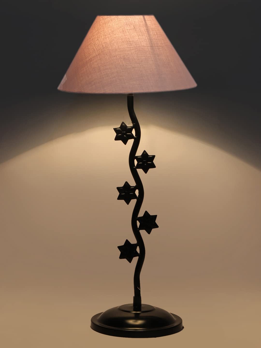Grey Cotton Zig zag Star Table lamp with Iron Base (AE25)