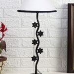 White & Black Cotton Zig zag Star Table lamp with Iron Base (AE26)