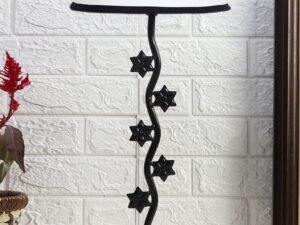 White & Black Cotton Zig zag Star Table lamp with Iron Base (AE26)