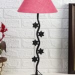 Pink Jute Zig zag Table Star lamp with Iron Base (AE28)
