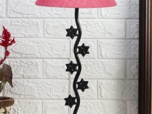 Pink Jute Zig zag Table Star lamp with Iron Base (AE28)