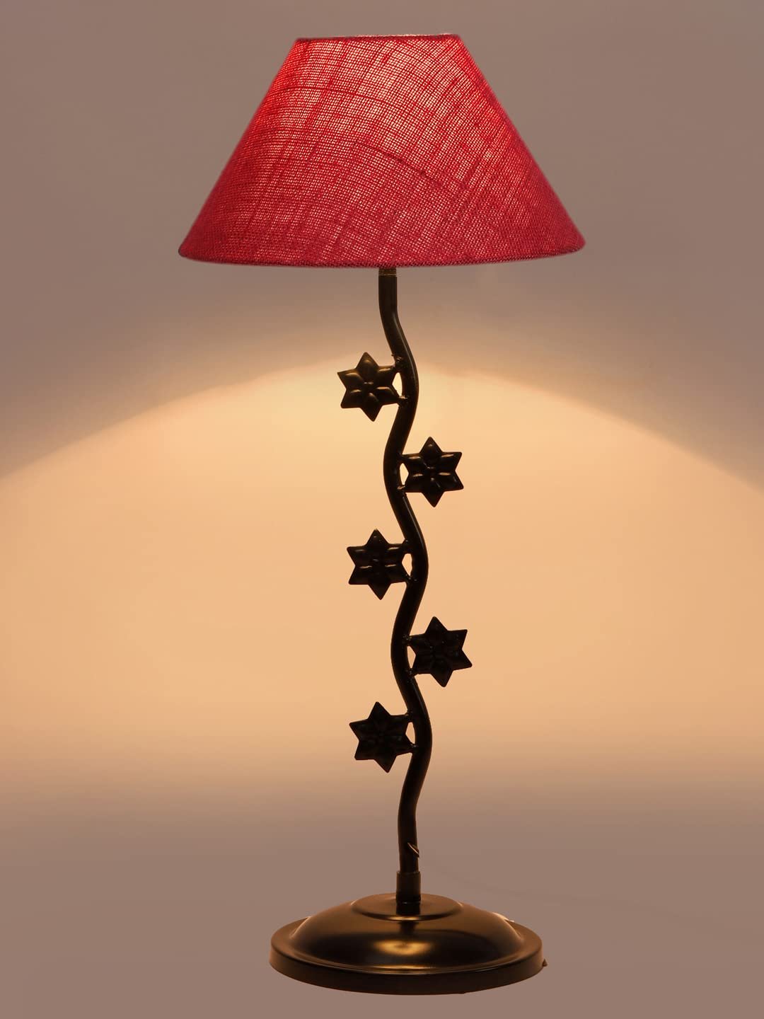 Pink Jute Zig zag Table Star lamp with Iron Base (AE28)