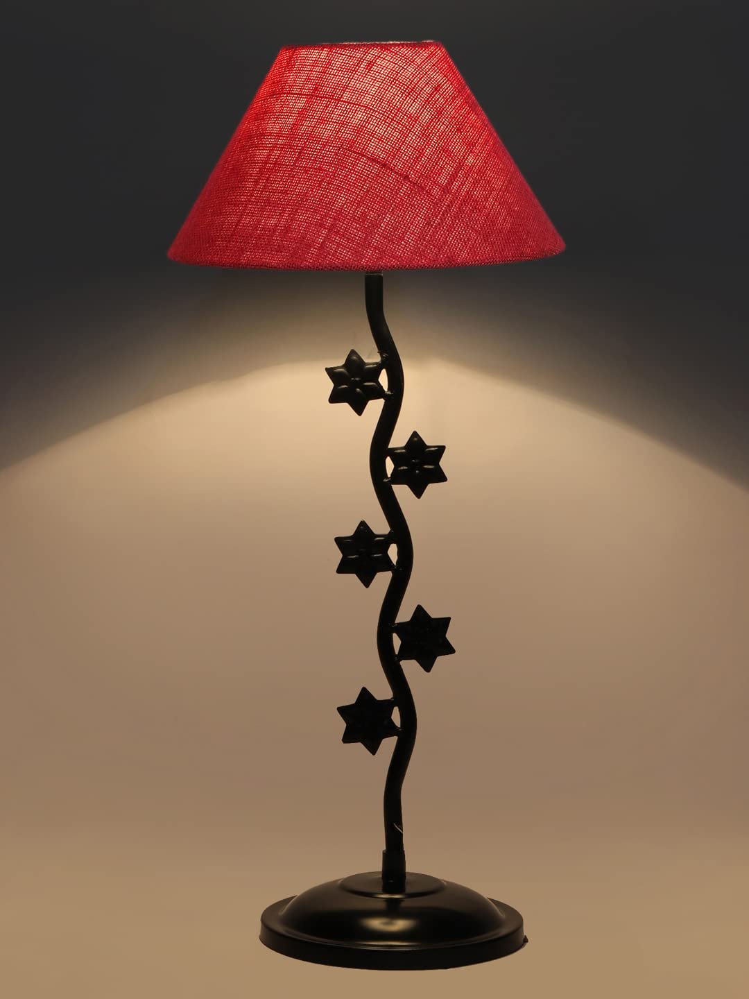 Pink Jute Zig zag Table Star lamp with Iron Base (AE28)
