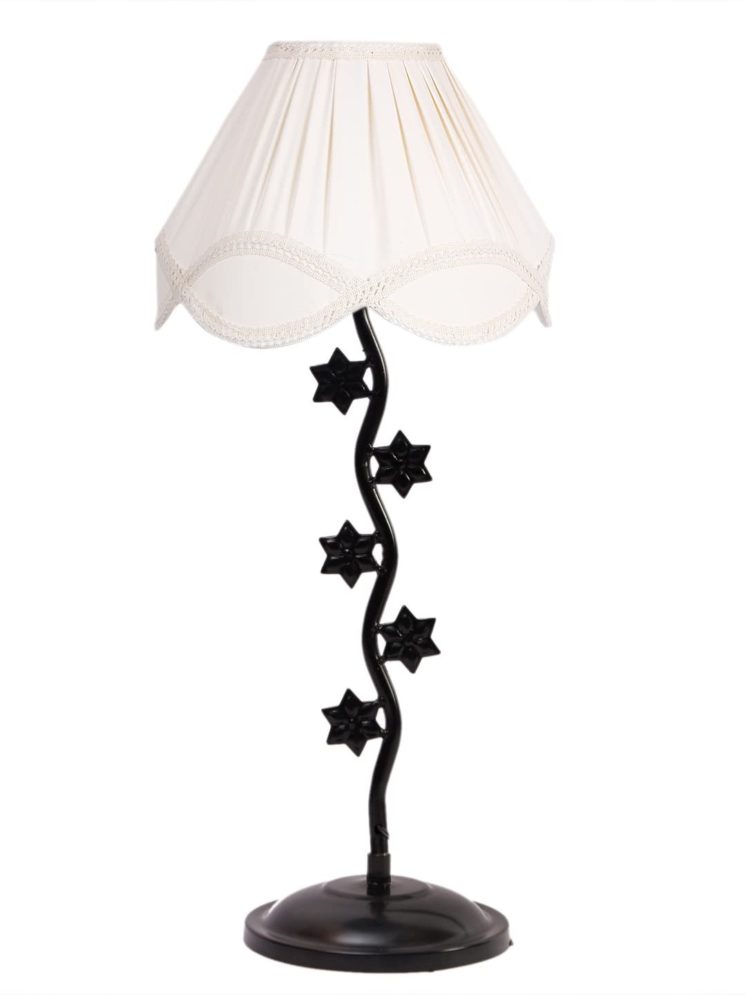 Vintage Off-White Cotton Zig Zag Star Table lamp with Iron Base (AE34)