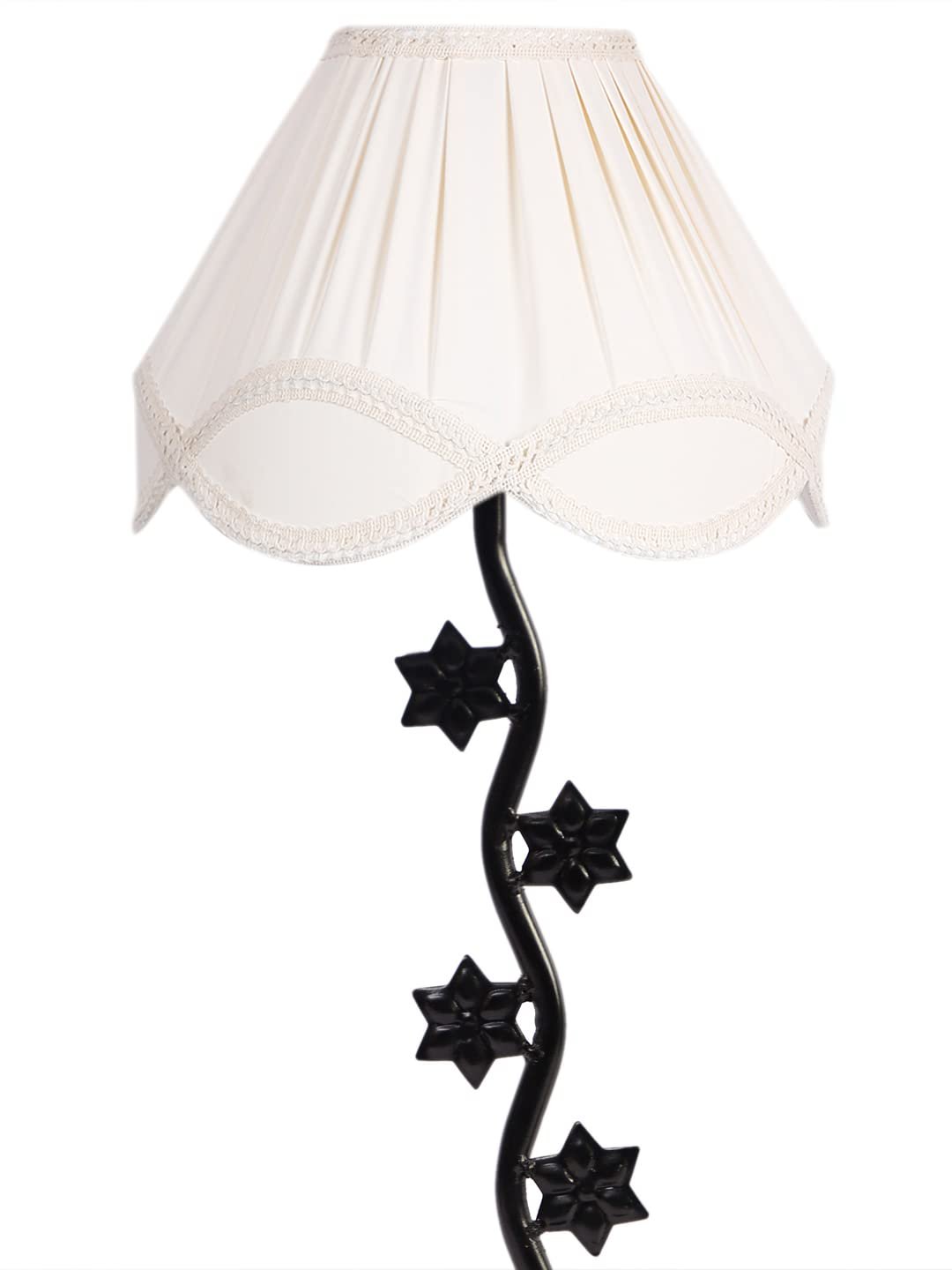 Vintage Off-White Cotton Zig Zag Star Table lamp with Iron Base (AE34)