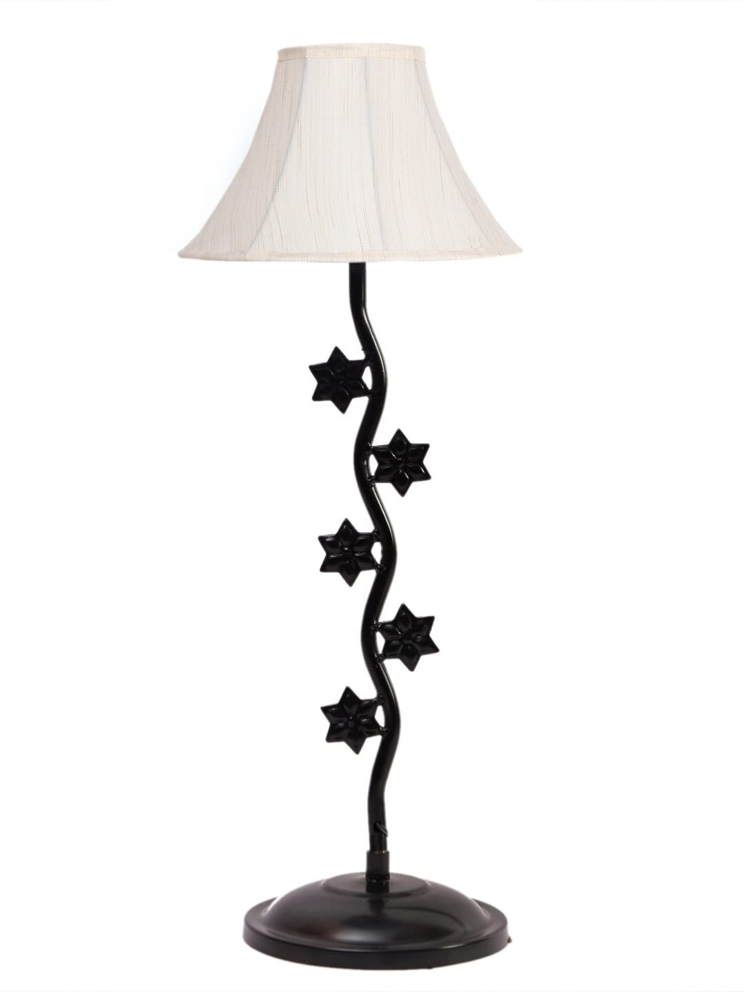 Off-White Cotton Zig Zag Star Table lamp with Iron Base (AE35)