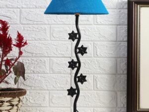 Turquoise Jute Zig Zag Star Table lamp with Iron Base (AE38)