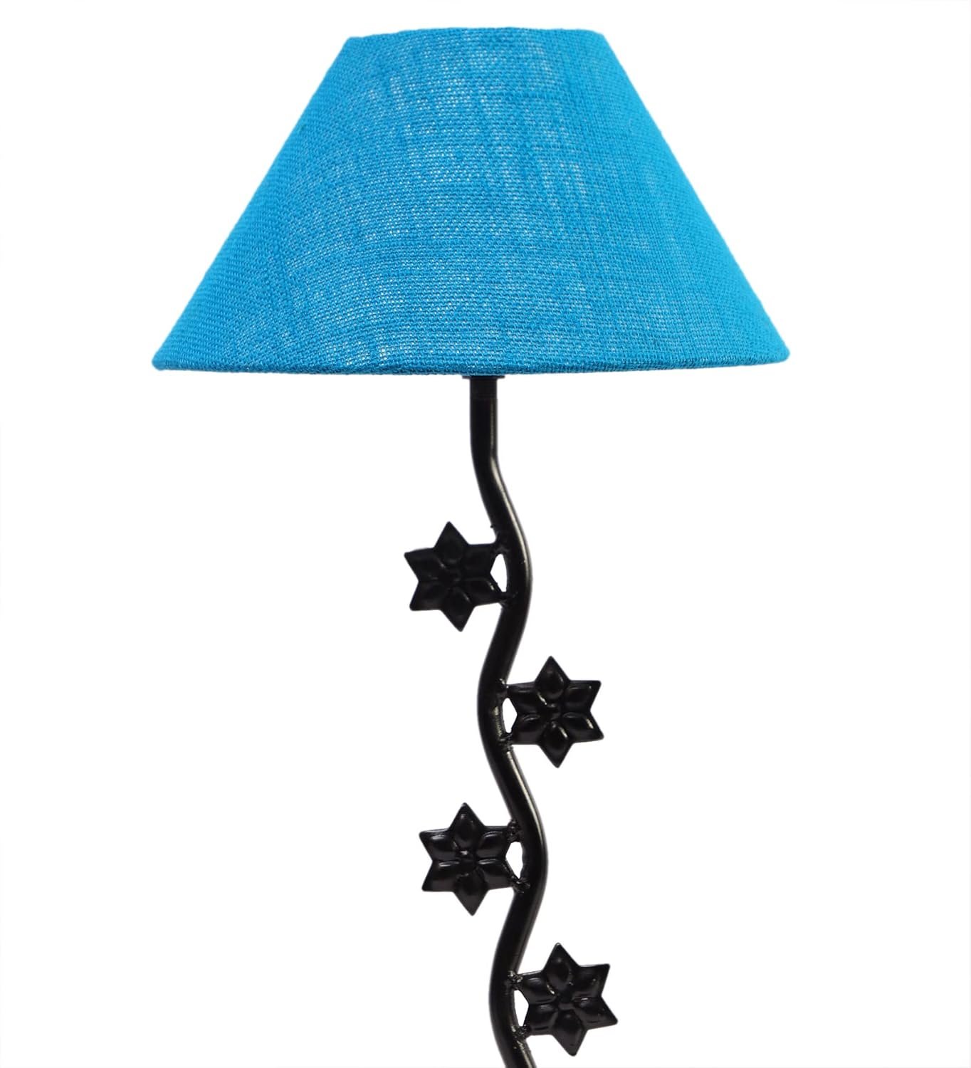 Turquoise Jute Zig Zag Star Table lamp with Iron Base (AE38)