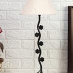 Off-White Cotton Zig zag Tikli Table lamp with Iron Base (AE39)