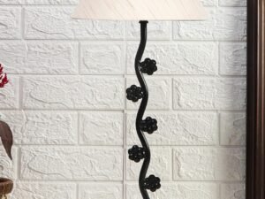 Off-White Cotton Zig zag Tikli Table lamp with Iron Base (AE39)