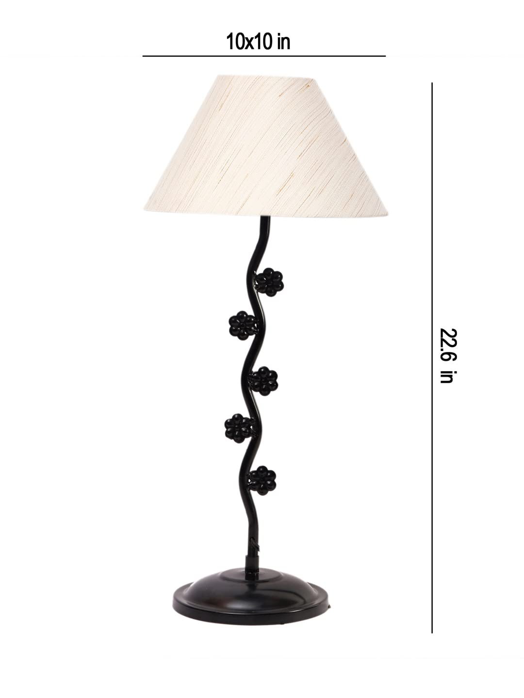 Off-White Cotton Zig zag Tikli Table lamp with Iron Base (AE39)