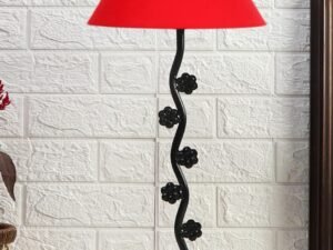 Red Cotton Zig zag Tikli Table lamp with Iron Base (AE41)