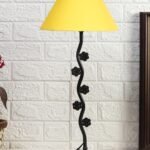 Yellow Cotton Zig zag Tikli Table lamp with Iron Base (AE43)