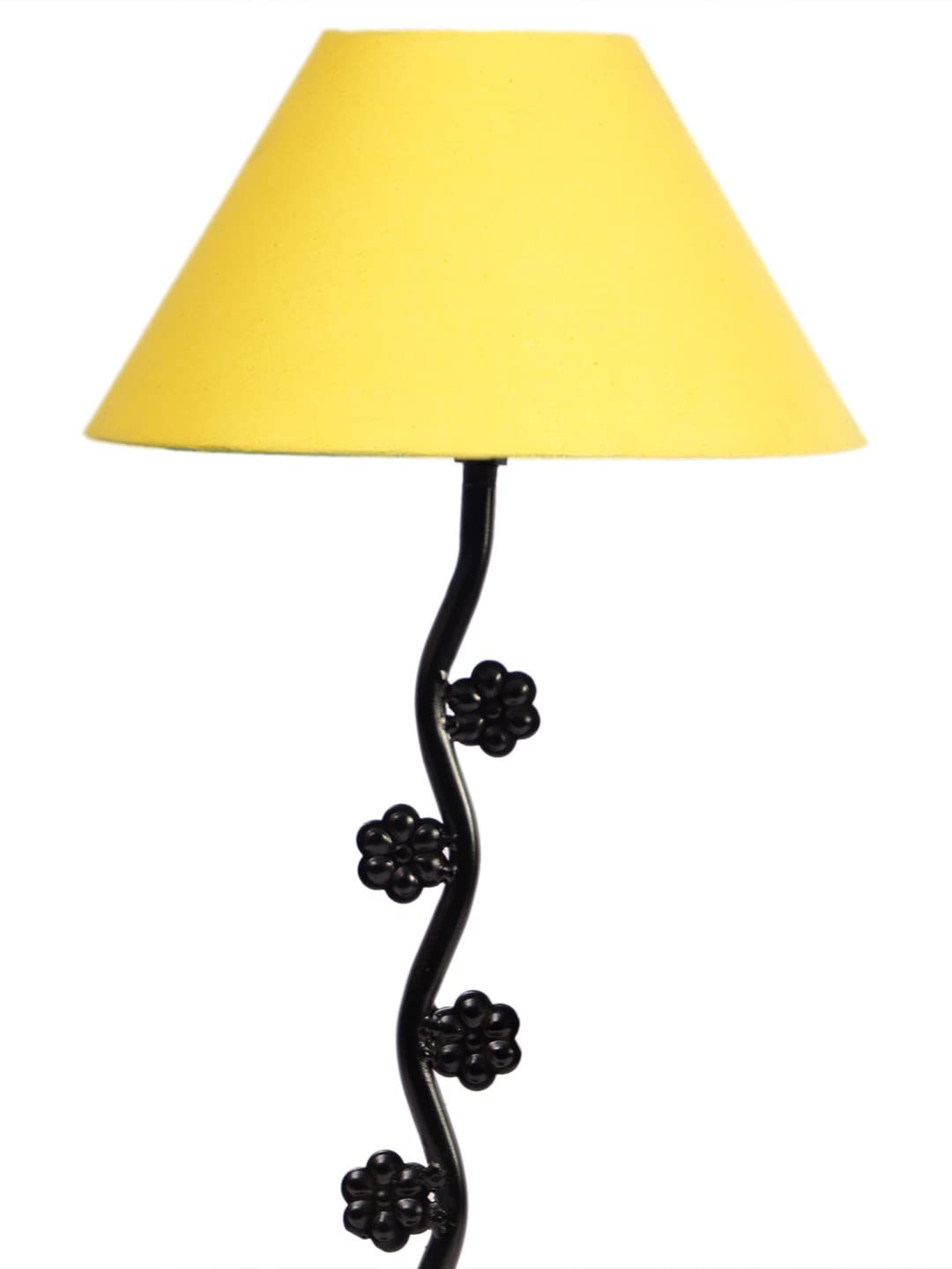 Yellow Cotton Zig zag Tikli Table lamp with Iron Base (AE43)