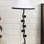 White & Black Cotton Zig zag Tikli Table lamp with Iron Base (AE45)