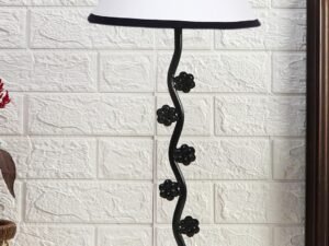 White & Black Cotton Zig zag Tikli Table lamp with Iron Base (AE45)