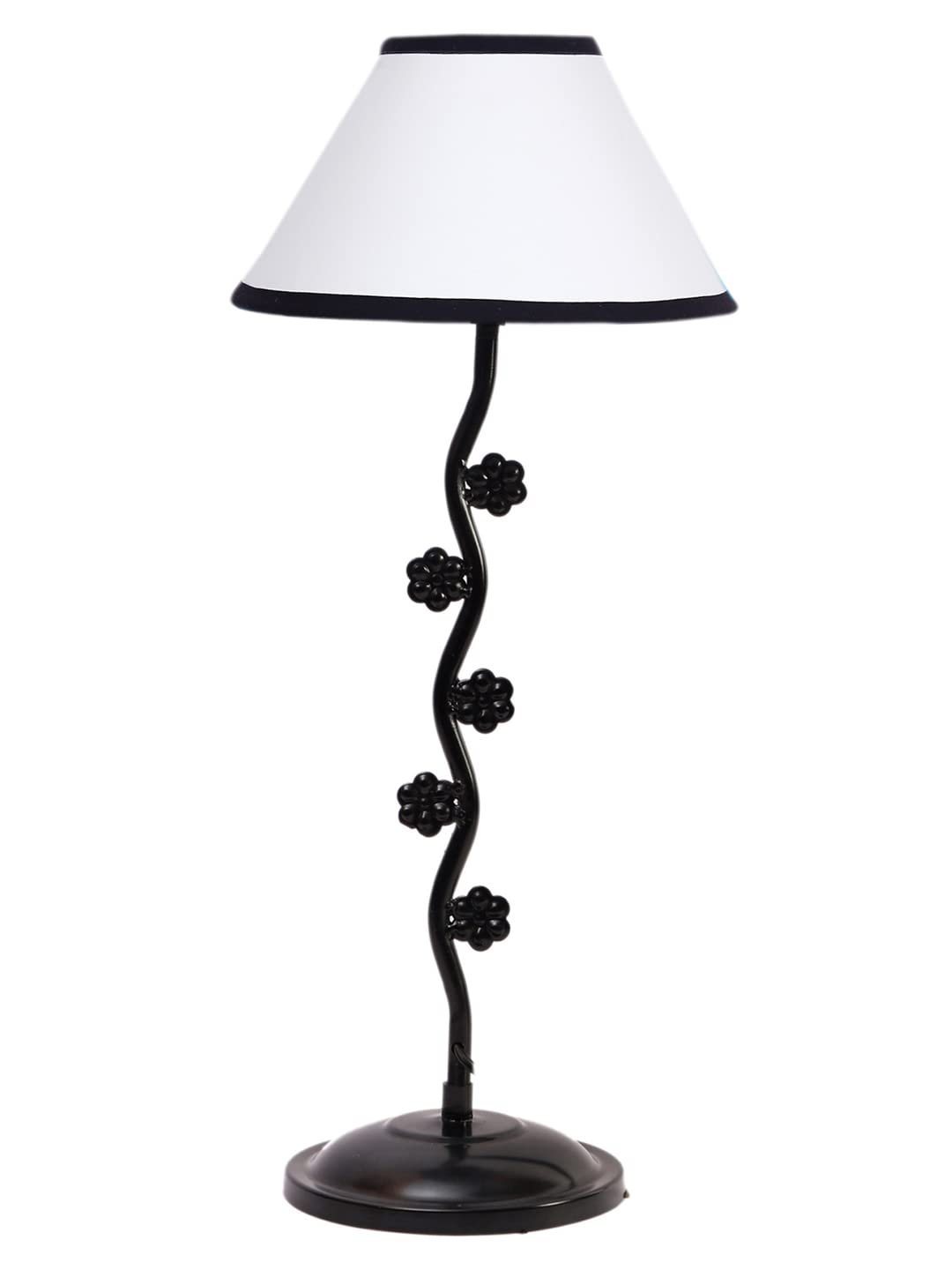 White & Black Cotton Zig zag Tikli Table lamp with Iron Base (AE45)