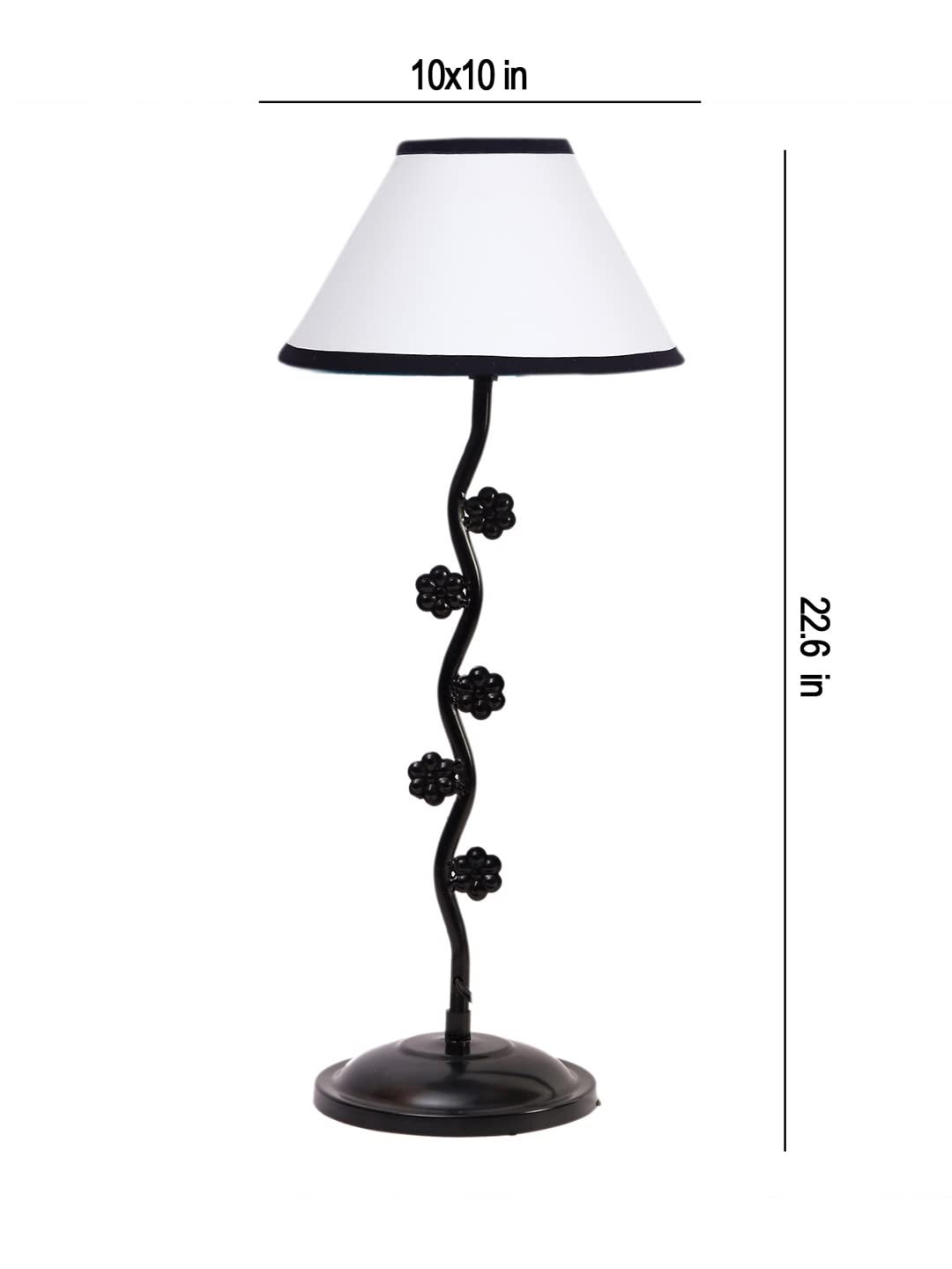 White & Black Cotton Zig zag Tikli Table lamp with Iron Base (AE45)