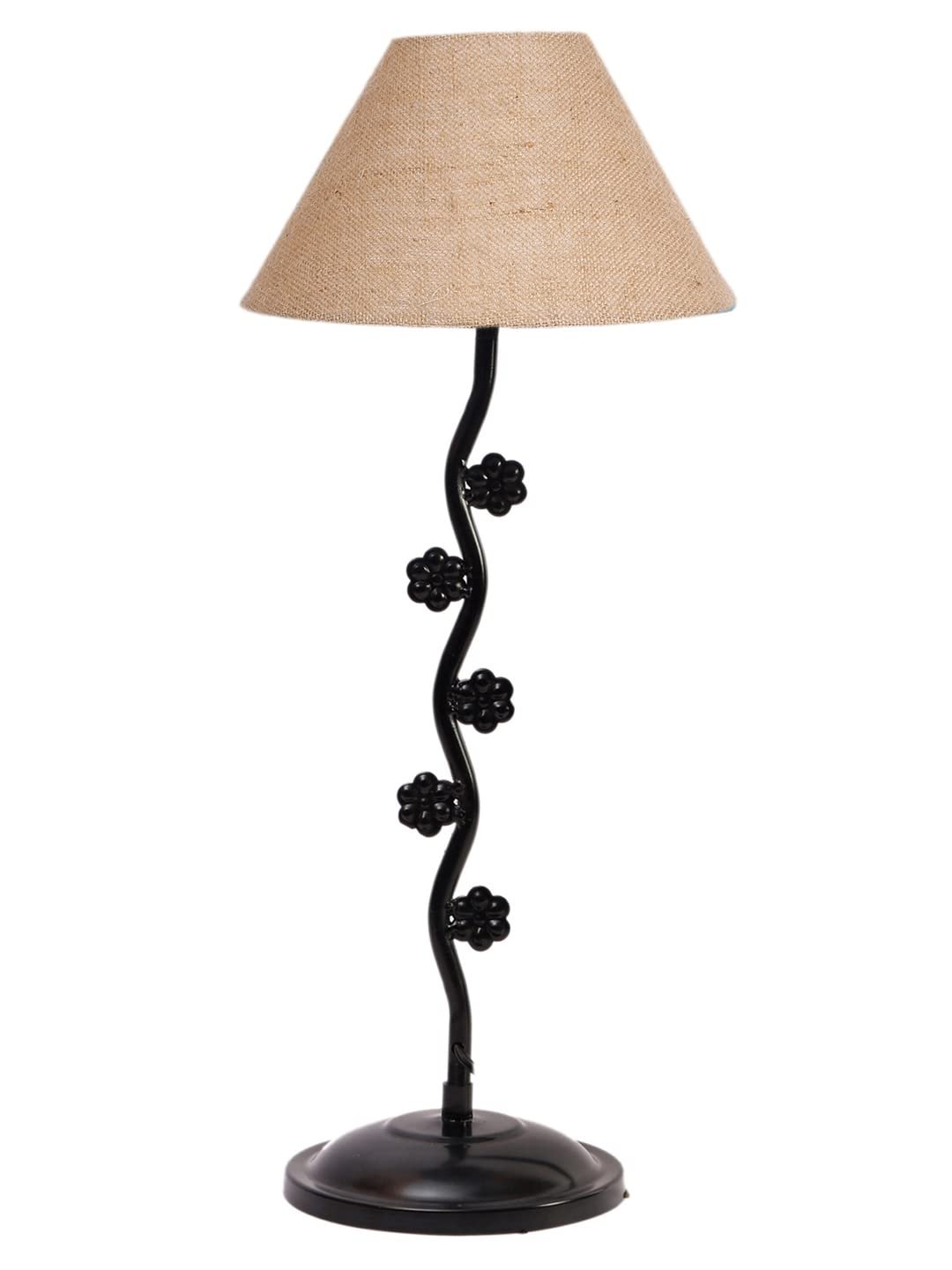 Beige Jute Zig zag Table Tikli lamp with Iron Base (AE46)