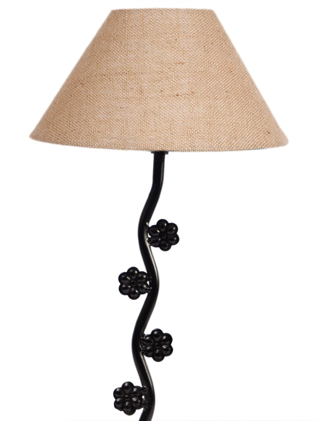 Beige Jute Zig zag Table Tikli lamp with Iron Base (AE46)