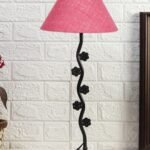 Pink Jute Zig zag Table Tikli lamp with Iron Base (AE47)