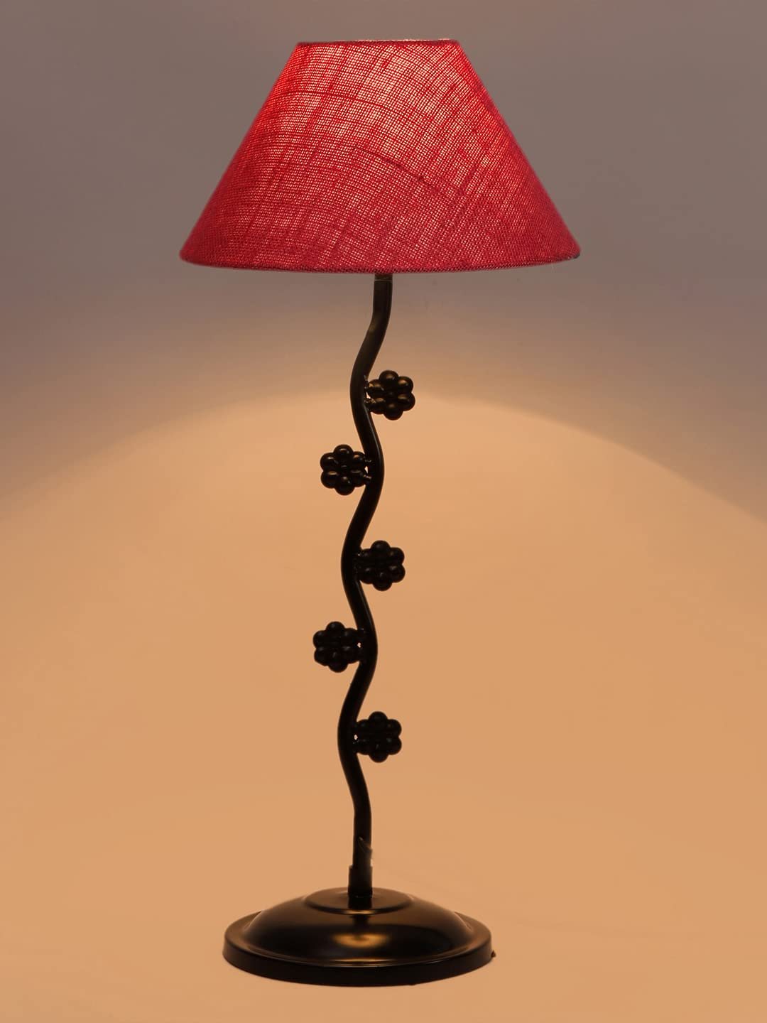 Pink Jute Zig zag Table Tikli lamp with Iron Base (AE47)