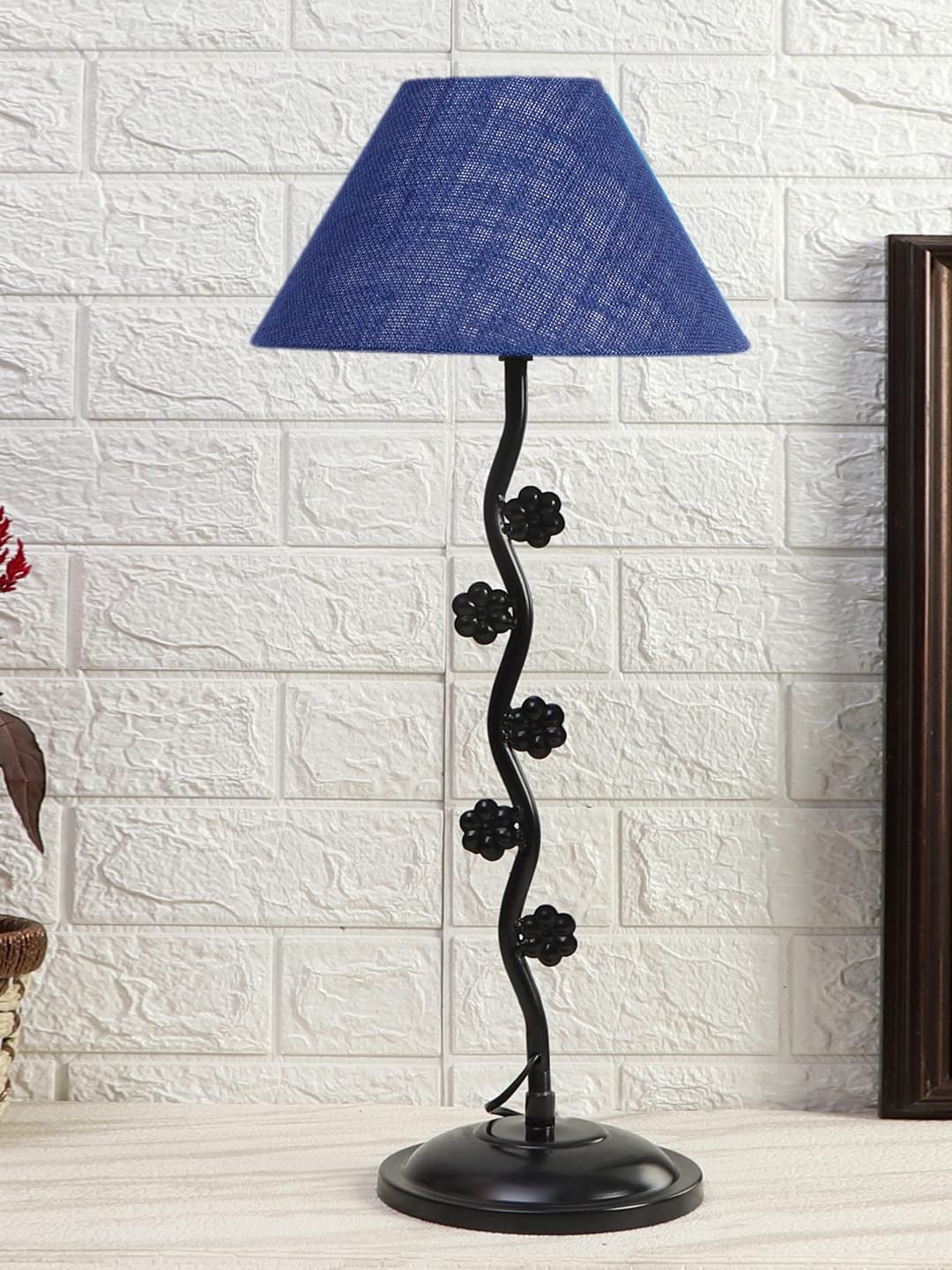 Blue Jute Zig zag Tikli Table lamp with Iron Base (AE49)