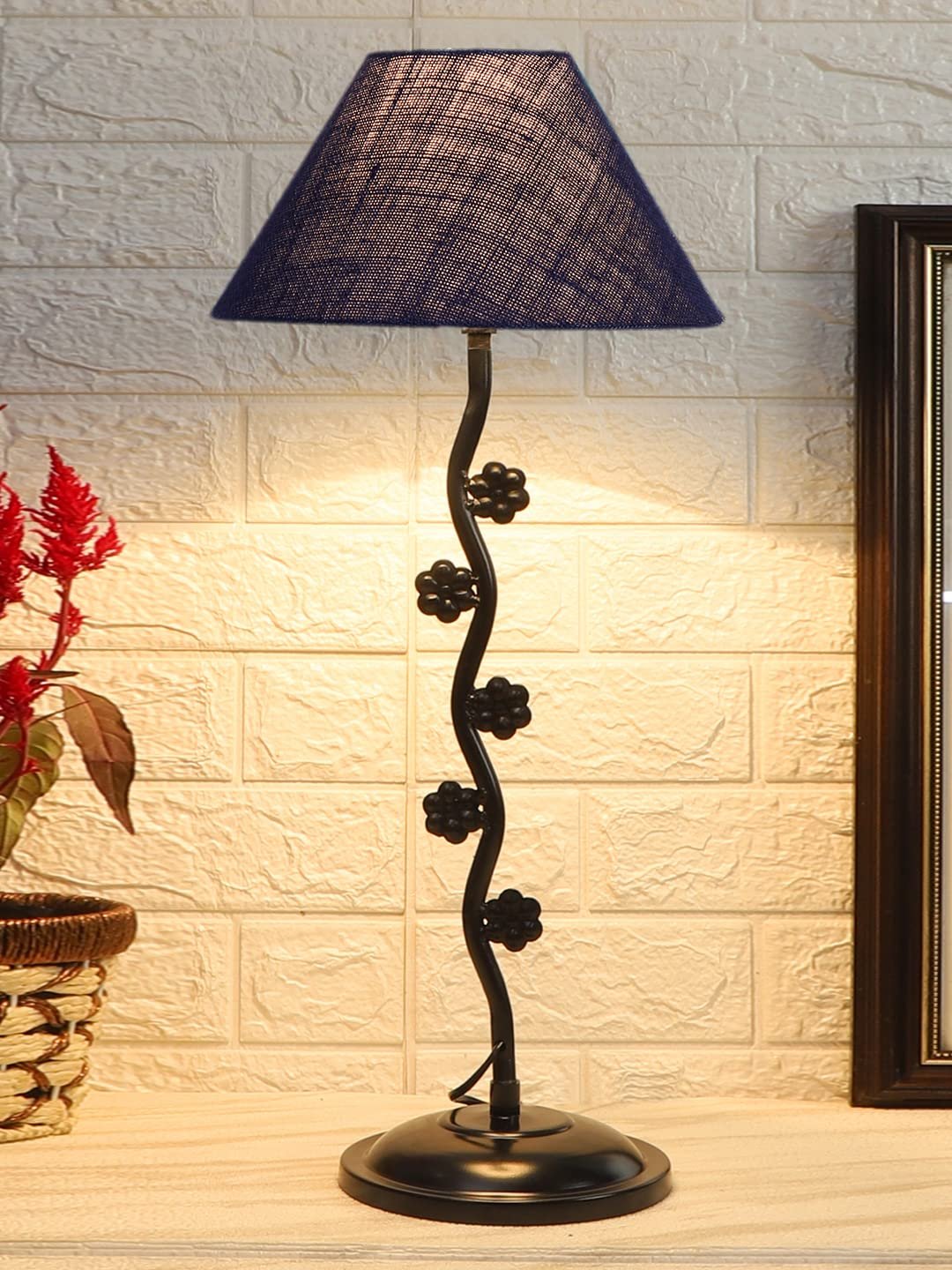 Blue Jute Zig zag Tikli Table lamp with Iron Base (AE49)