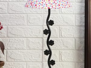 Printed Cotton Zig zag Tikli Table lamp with Iron Base (AE52)